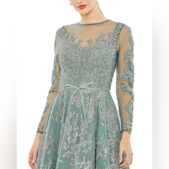 Mac Duggal Long Sleeve Formal Tea Length Dress NWT. SIZE 16. - Picture 3 of 7